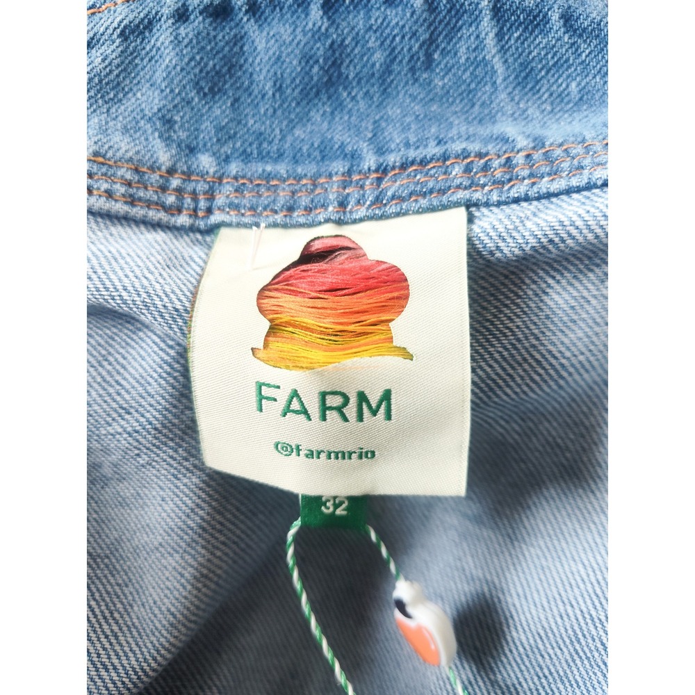 New Farm Rio Skirt 32 Denim Maxi Wave Light Wash Scalloped Button Front Artsy - Picture 11 of 12